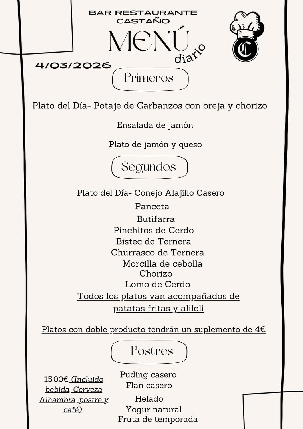 Menu fin de semana