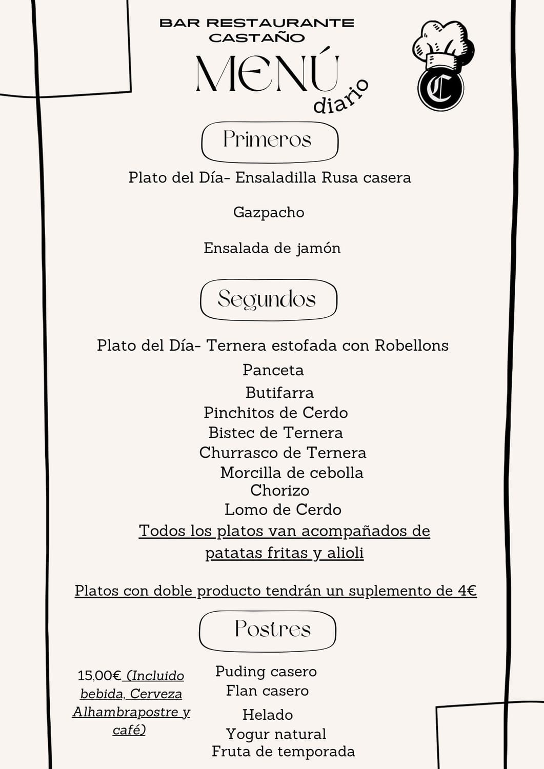 Menu fin de semana