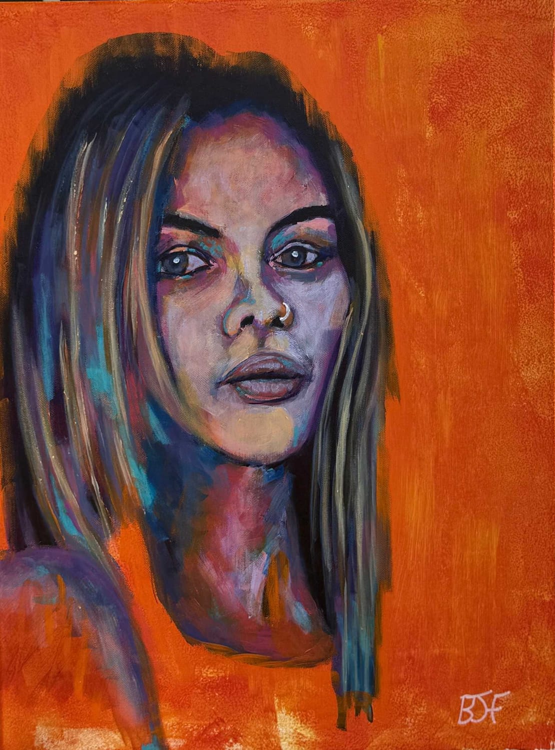 Orange painting by Beren Hollins-Frank