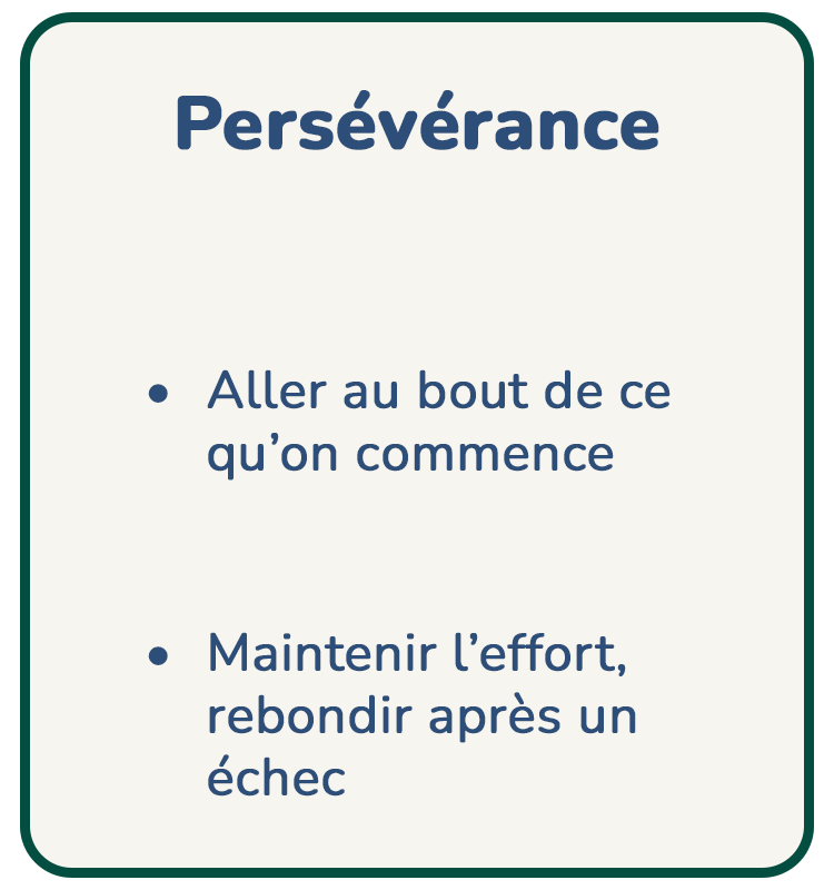 Thématique EMOLIA « persévérance » pour encourager l’enfant à aller au bout de ce qu’il commence, maintenir l’effort et rebondir après un échec.