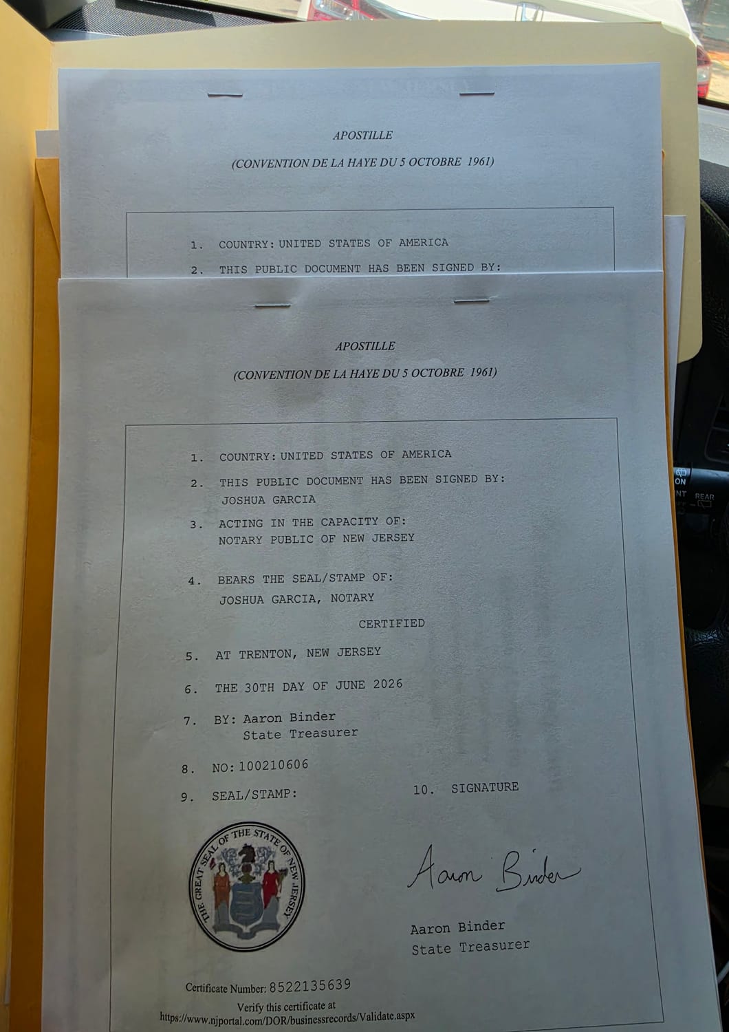 NJ Apostille for South Korea international transport documents