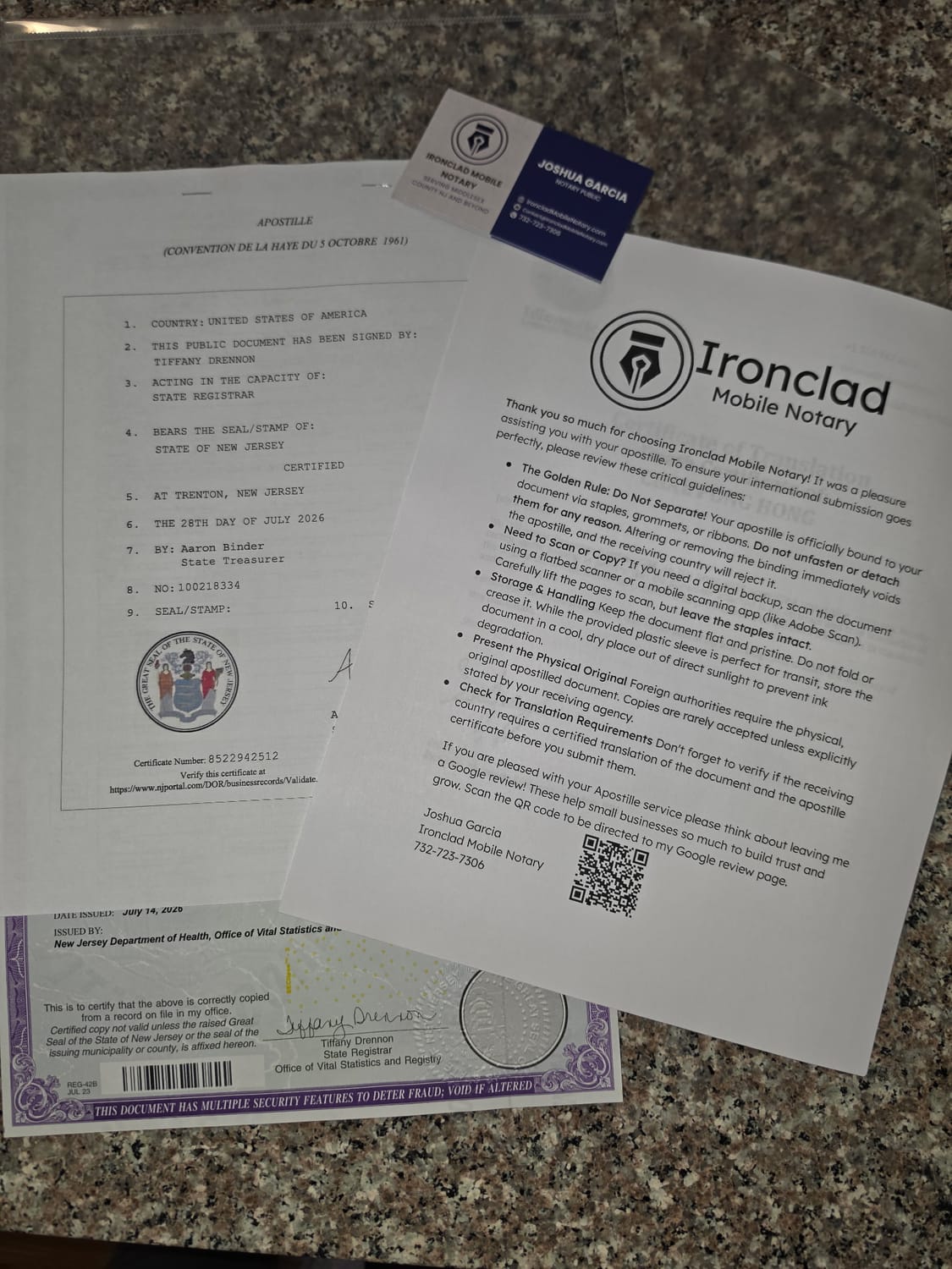 New Jersey apostille services for South Korea including death certificate authentication