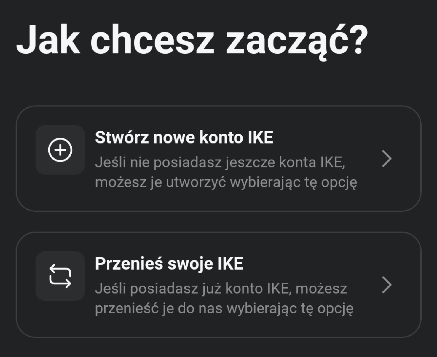 Przycisk otwarcia nowego IKE w aplikacji XTB