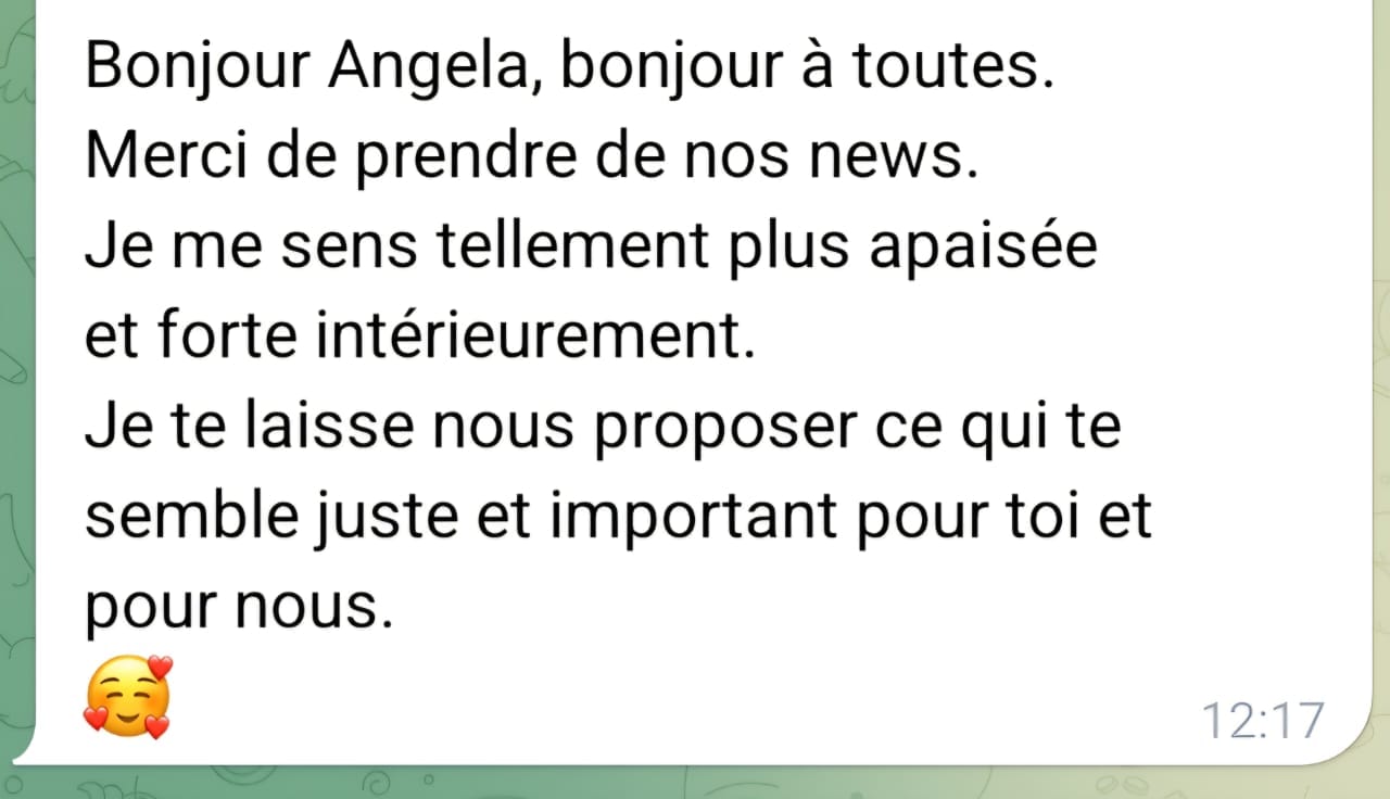 Avis cliente Angella - apaisée et forte intérieurement