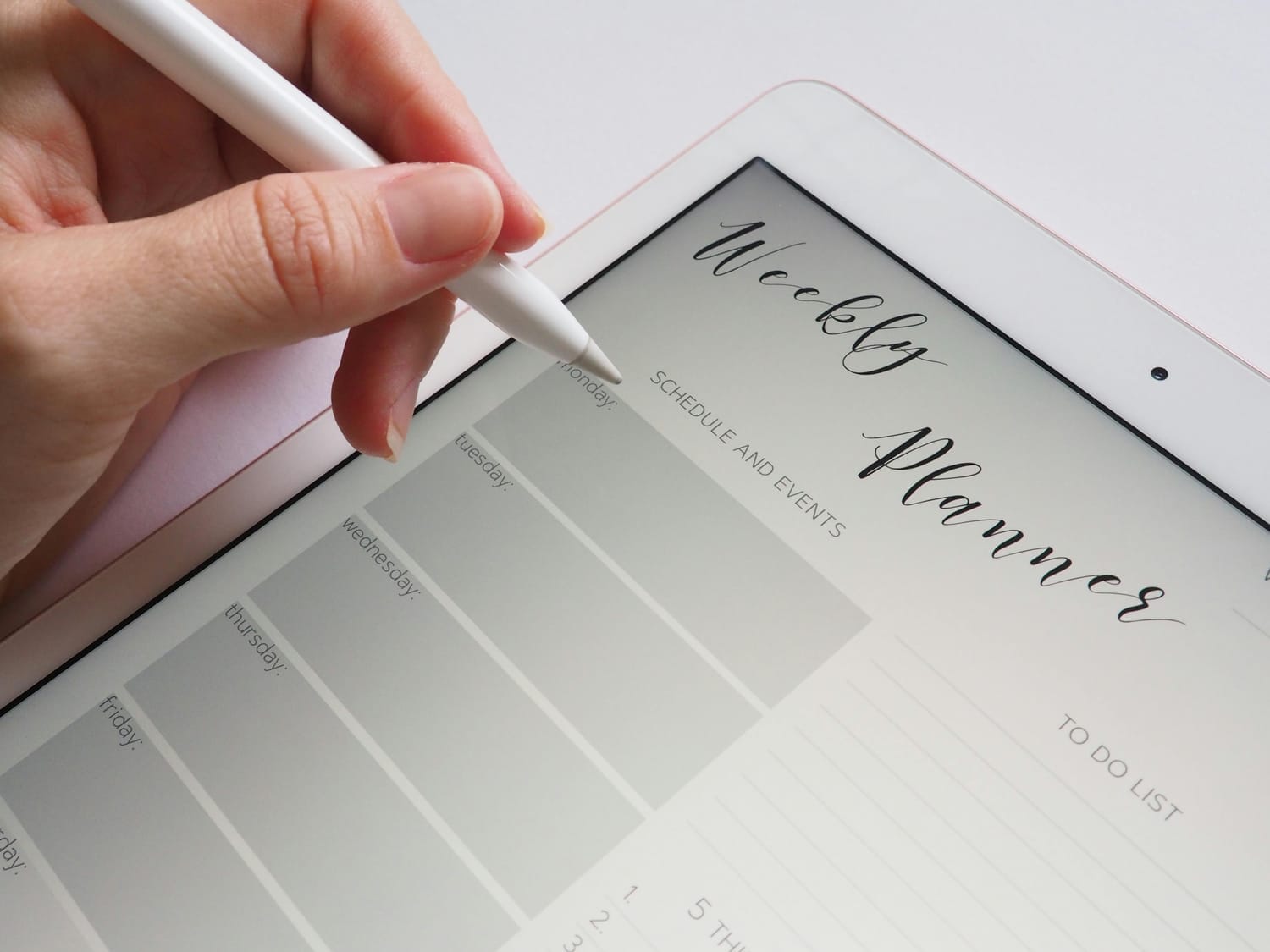 Woman using a weekly planner