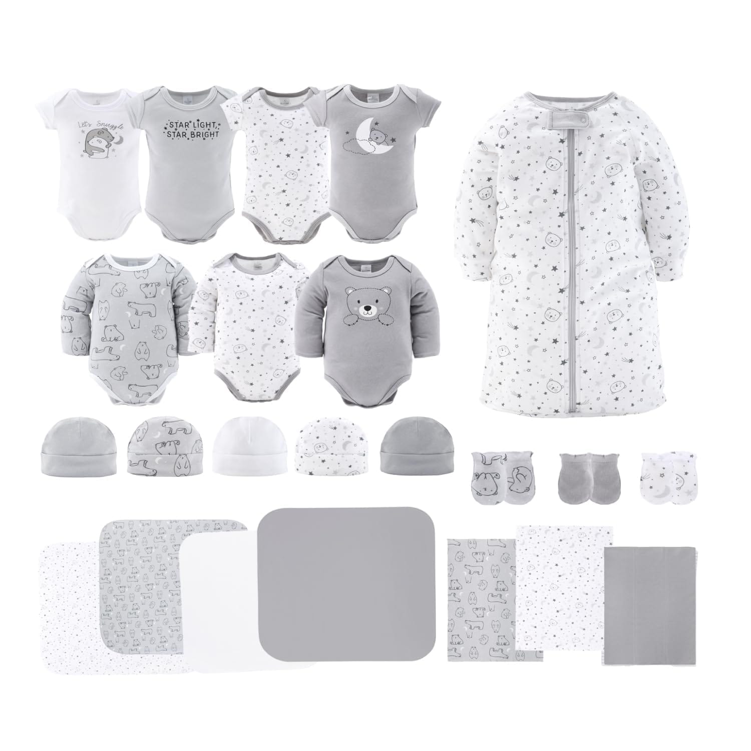 Peanutshell girl set bodysuits, sleepers, mittens, burp cloths