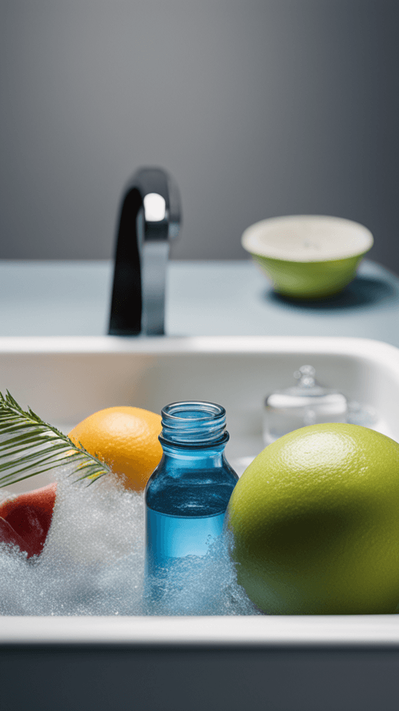 items floating in a sink