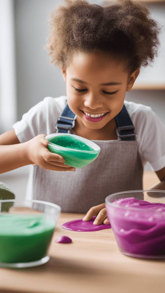 kid playing with slime