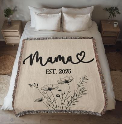 Custom woven blanket for new mom