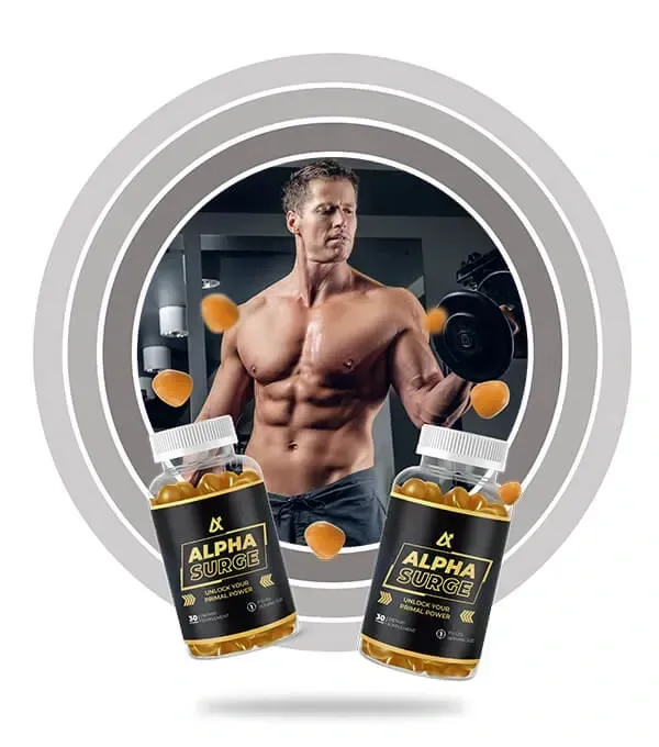 Alpha Surge supplement bottle with label and ingredients list