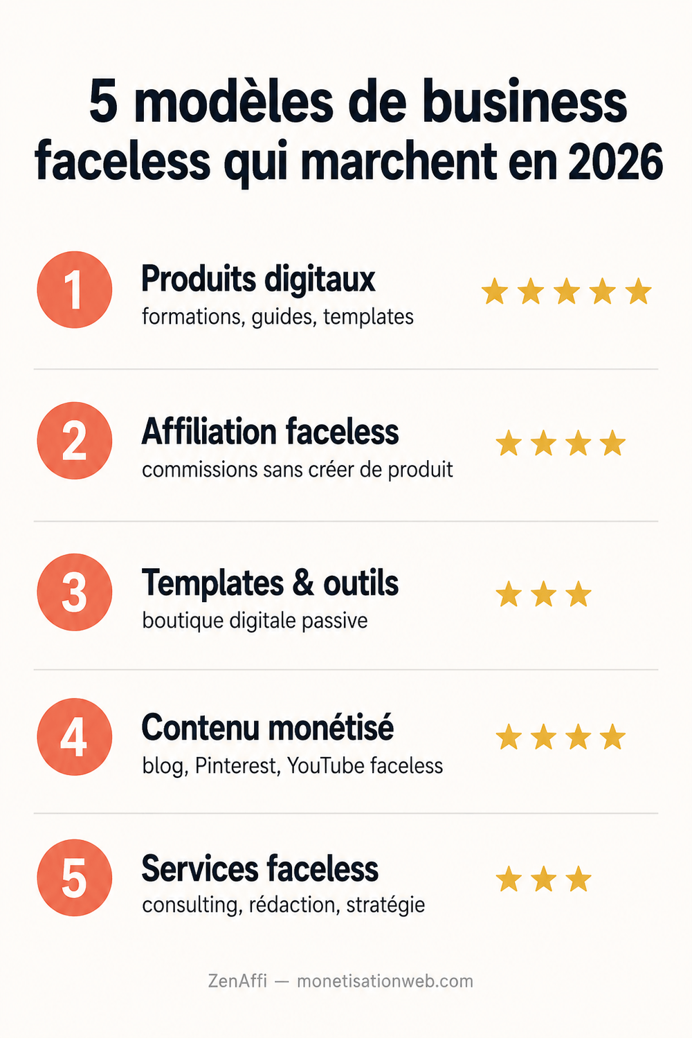 5 modèles de business faceless