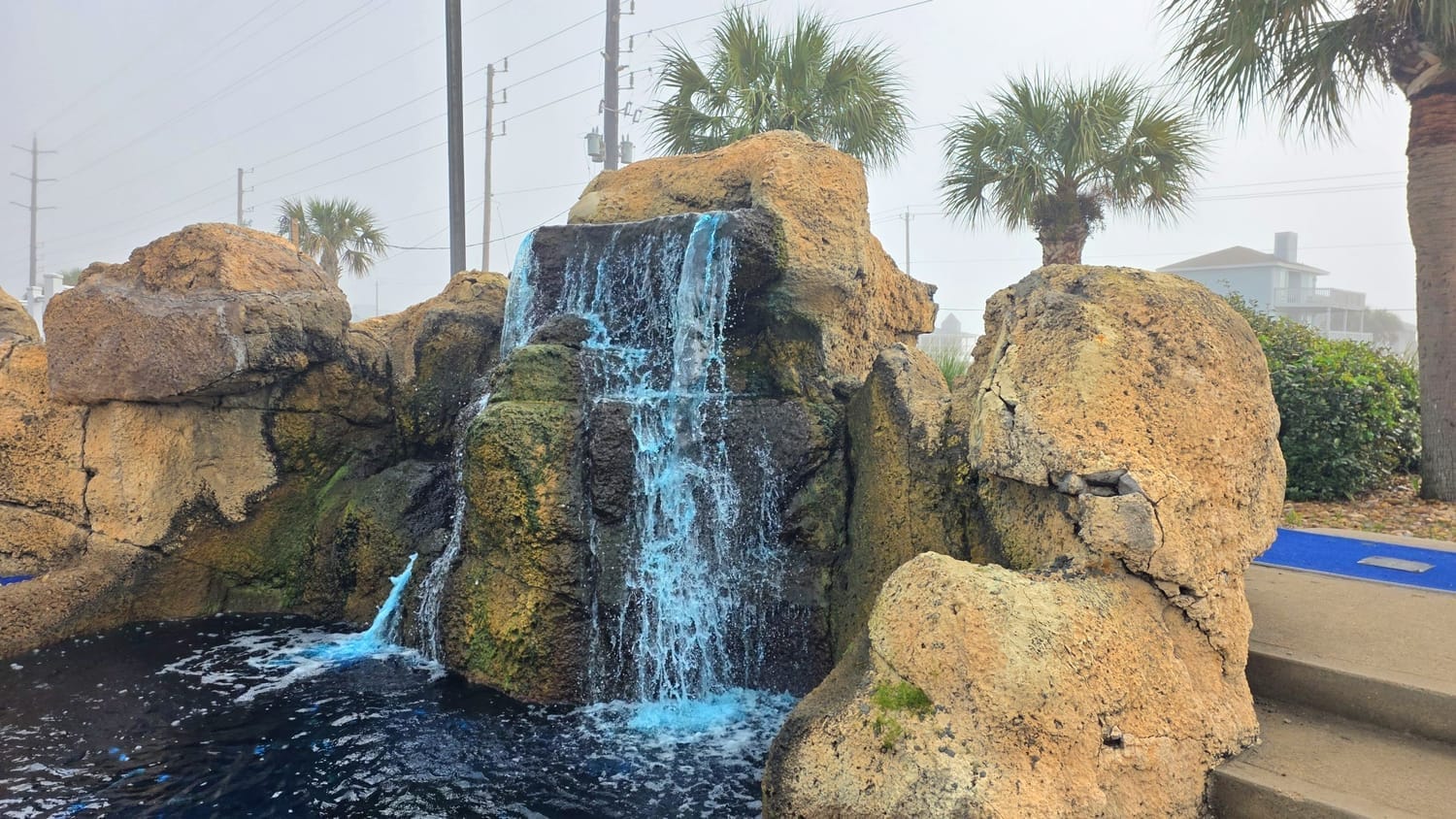 Waterfall on mini-golf course at Galveston Seaside Resort