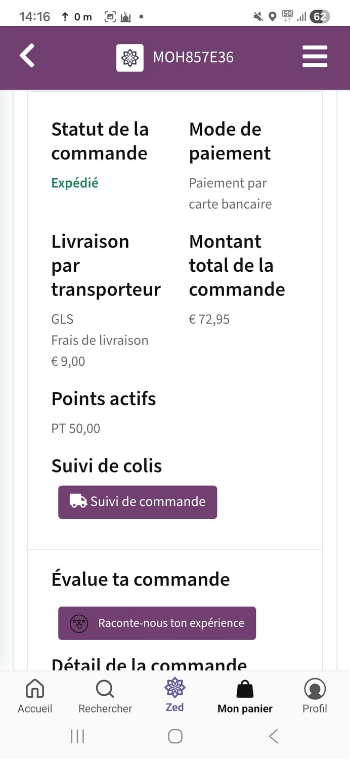 Commande Chogan expédiée