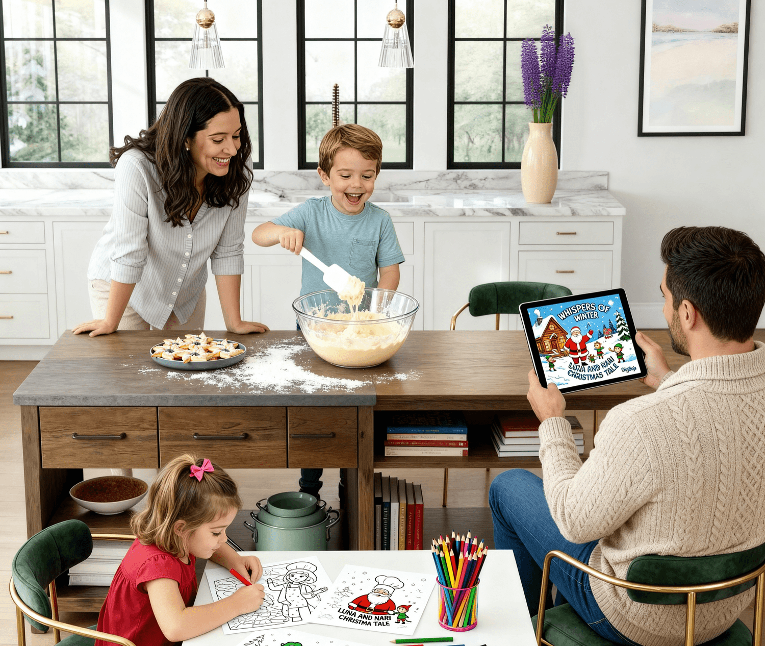 family_reading_baking_coloring