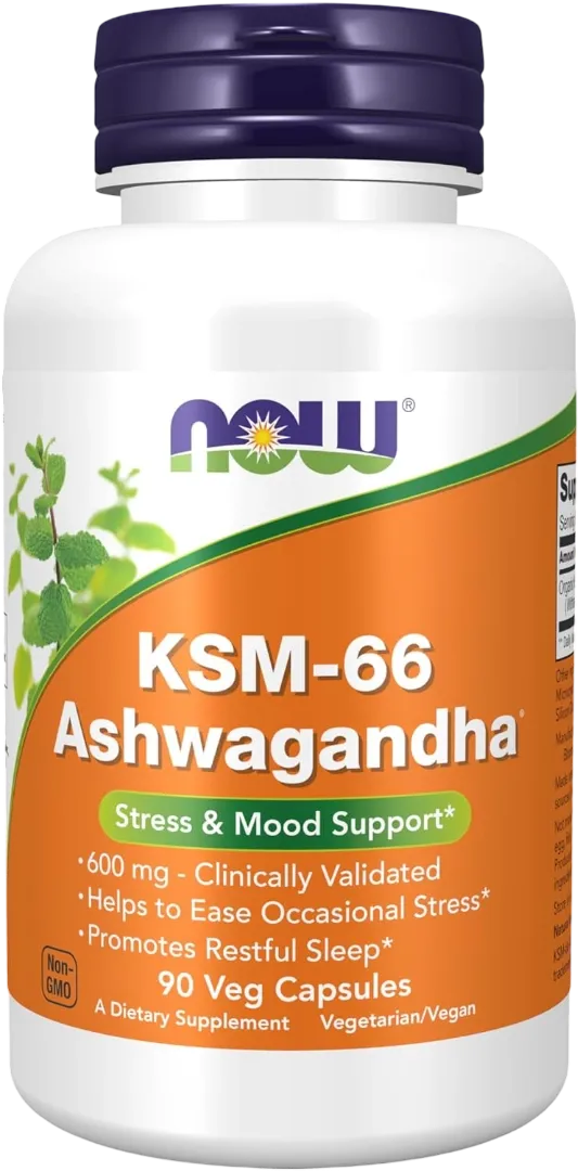 now foods ashwagandha supplement bottle