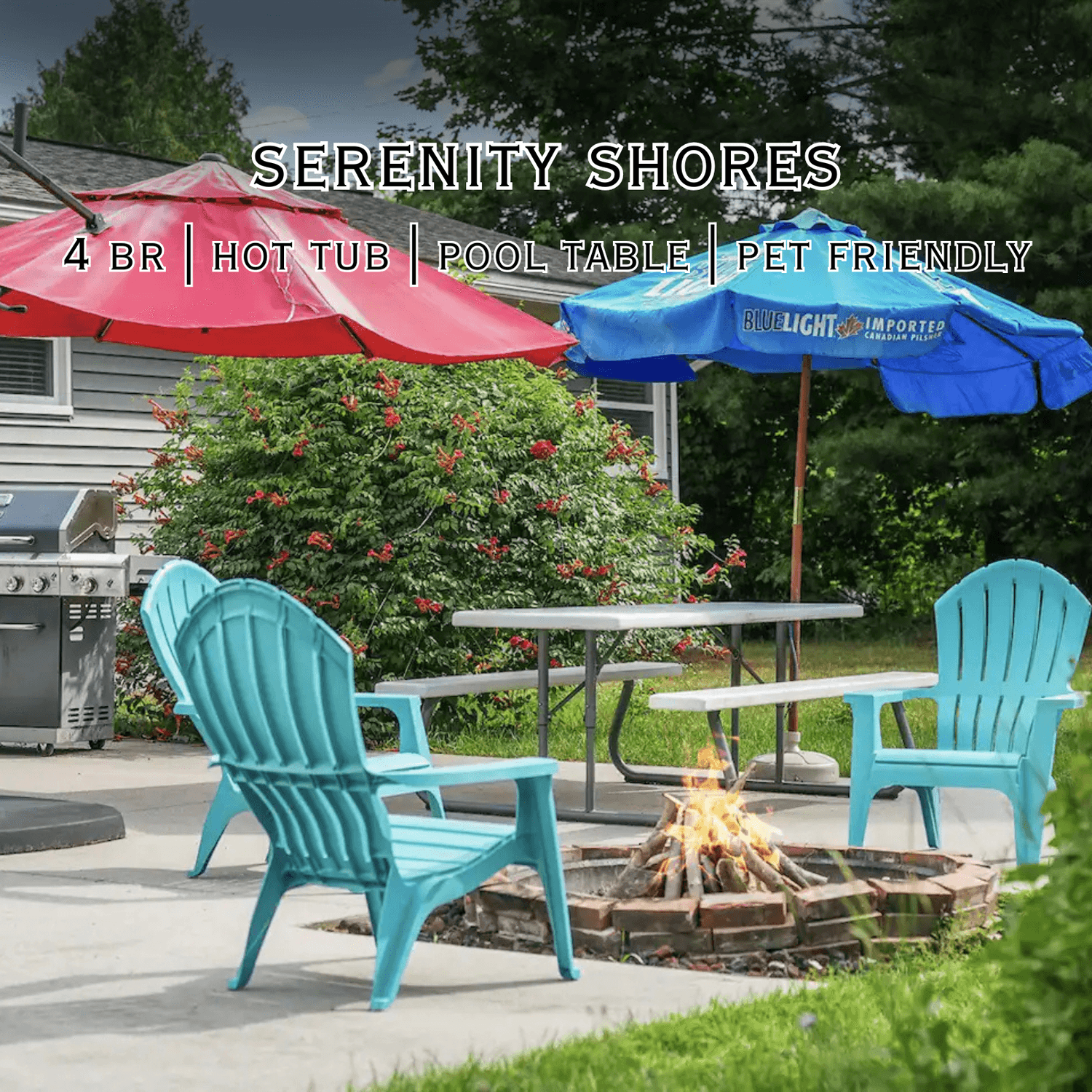 Traverse City lakeside retreat with 4 bedrooms, modern kitchen, and family-friendly outdoor space.