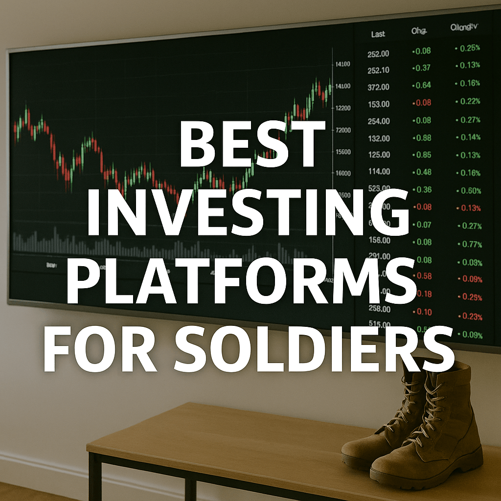 Best investing platforms for soldiers — stock market chart on screen with Army boots on desk