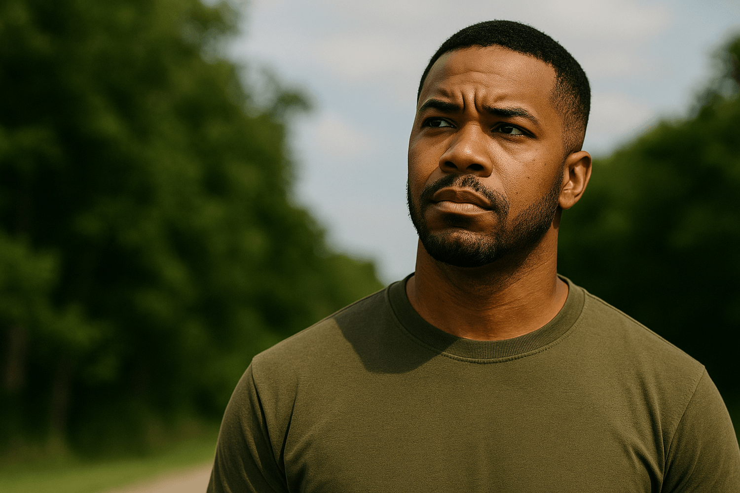 Man standing outdoors with a thoughtful expression, looking into the distance as if reflecting on a financial decision or planning for the future.