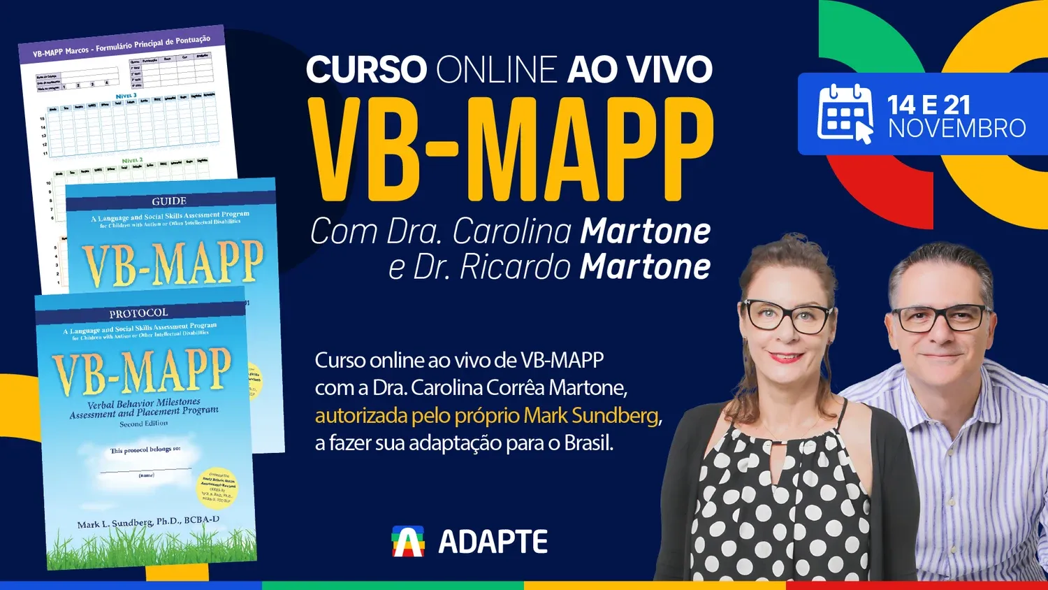Capa do curso VB-MAPP Brasil 2026 com Carolina e Ricardo Martone, 14 e 21 de novembro
