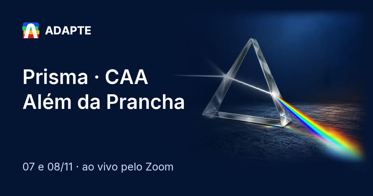 Prisma · CAA Além da Prancha, 7 e 8 de novembro, ao vivo pelo Zoom