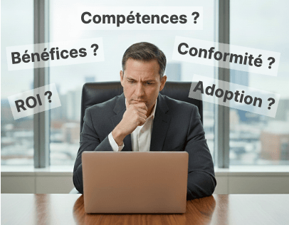 homme perplexe devant son laptop