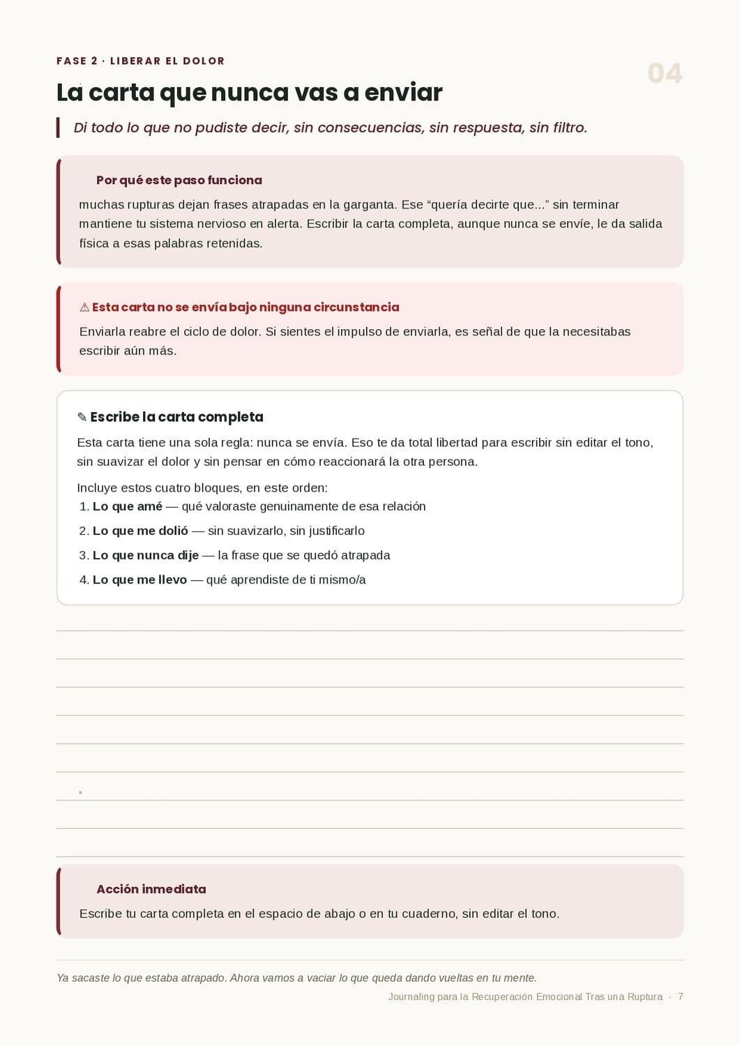 Captura real del interior: La carta que nunca vas a enviar