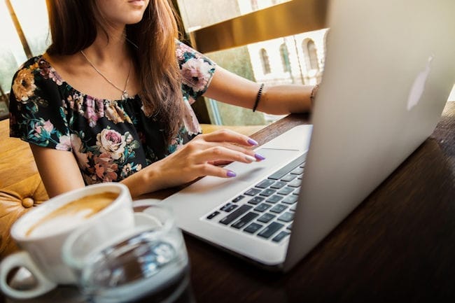 woman working at home