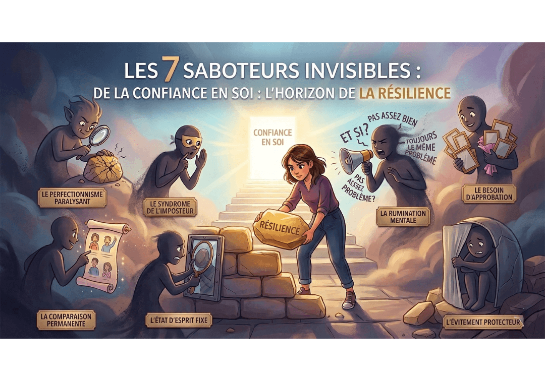 Les 7 saboteurs invisibles de la confiance en soi — illustration KonneXion