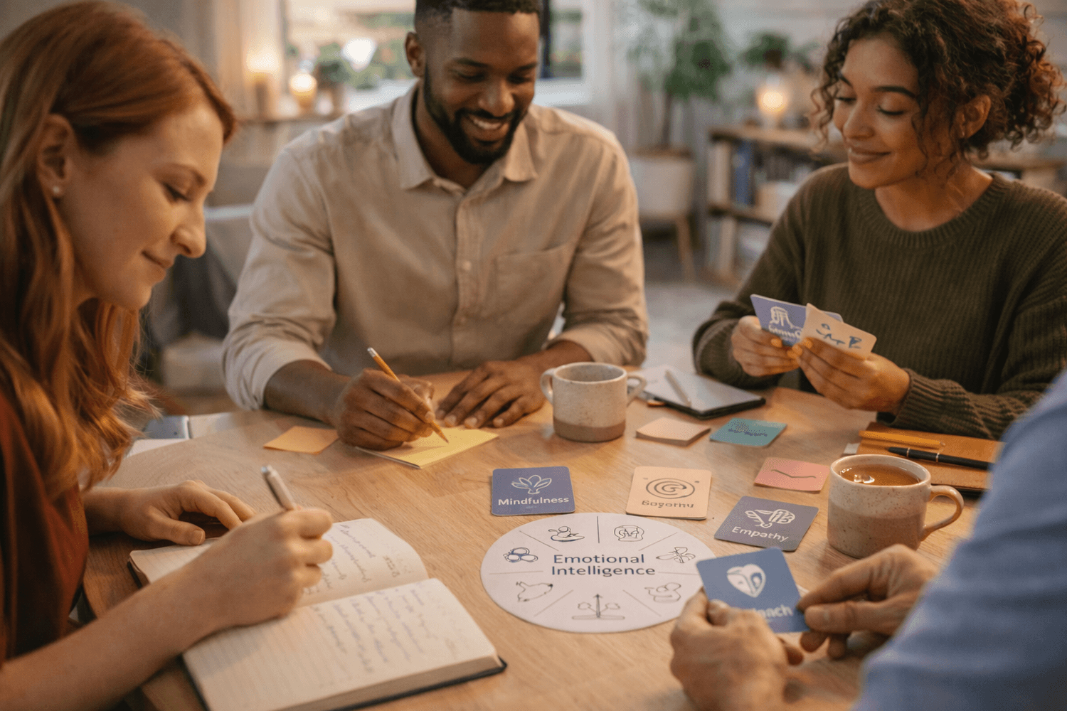 Manager pratiquant l'intelligence émotionnelle au quotidien : écoute, feedback et travail d'équipe
