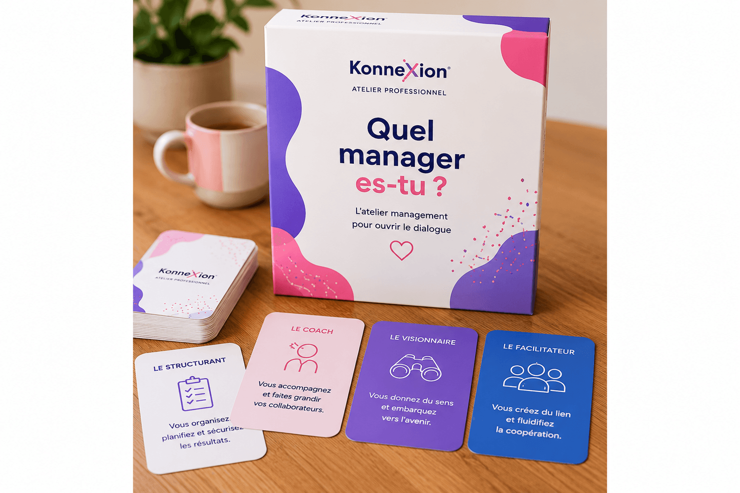 Boîte et cartes de l’atelier Quel manager es-tu pour explorer les styles de management et la posture managériale