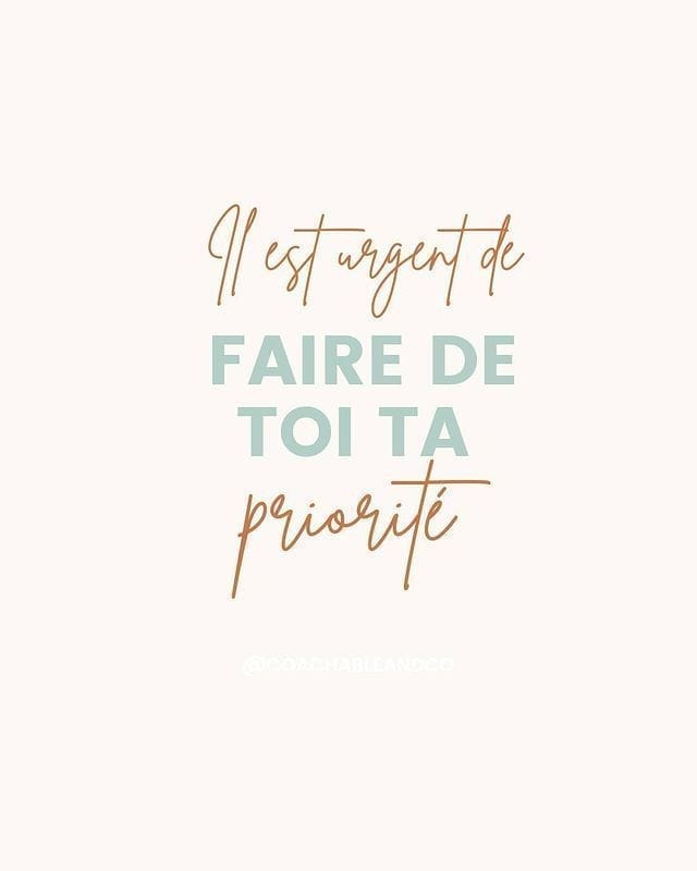 Il est urgent de faire de toi ta priorité