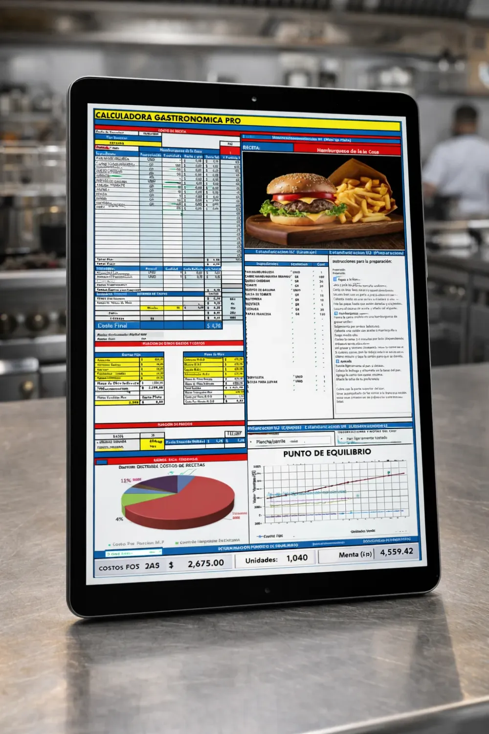 Vista interna de la Calculadora Gastronómica Pro