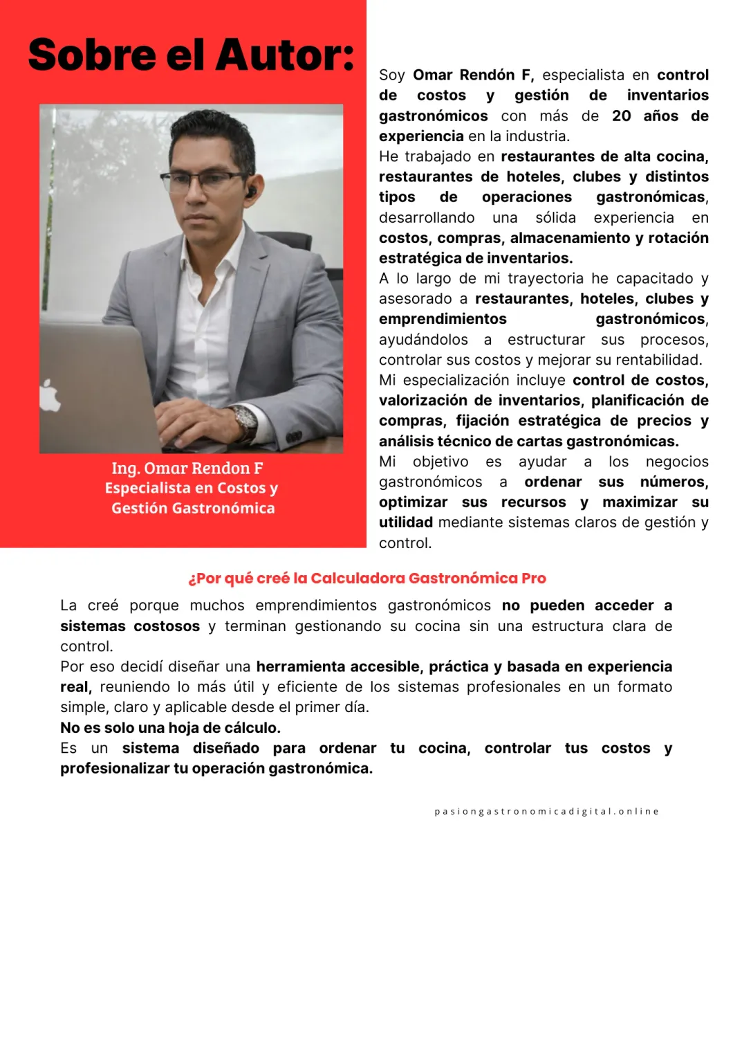 Sobre el autor de la Calculadora Gastronómica Pro