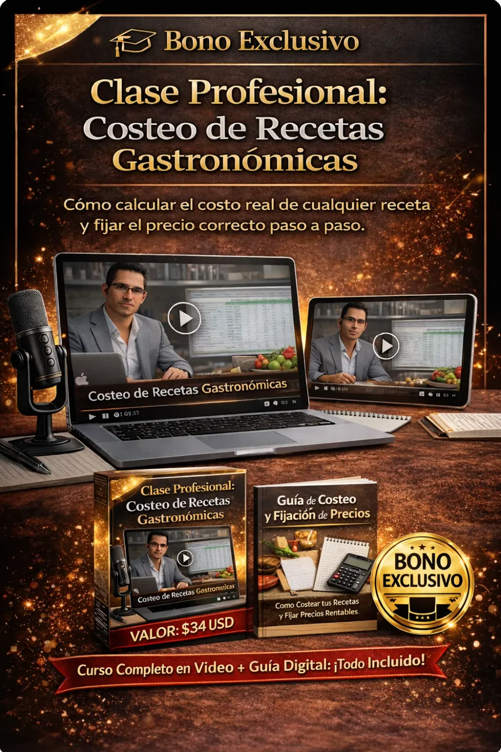 Bono exclusivo clase profesional: Costeo de Recetas Gastronómicas