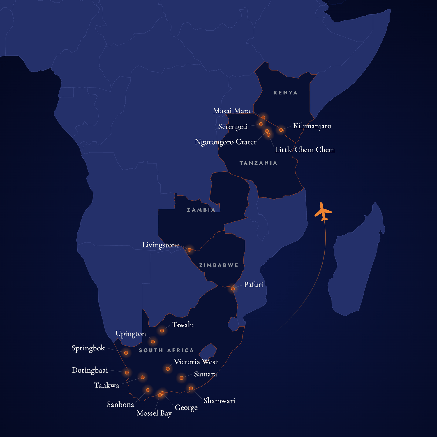 African Air destinations map