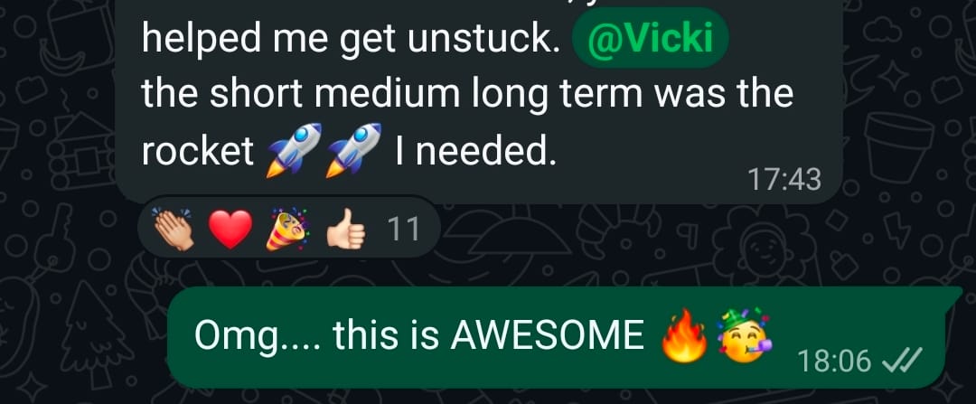 A message from a client after her Next Move Session