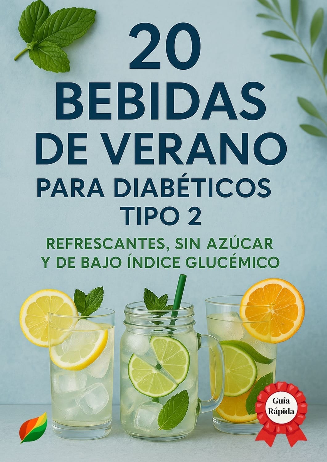 Portada del ebook 20 bebidas de verano para diabéticos tipo 2, refrescantes y sin azúcar
