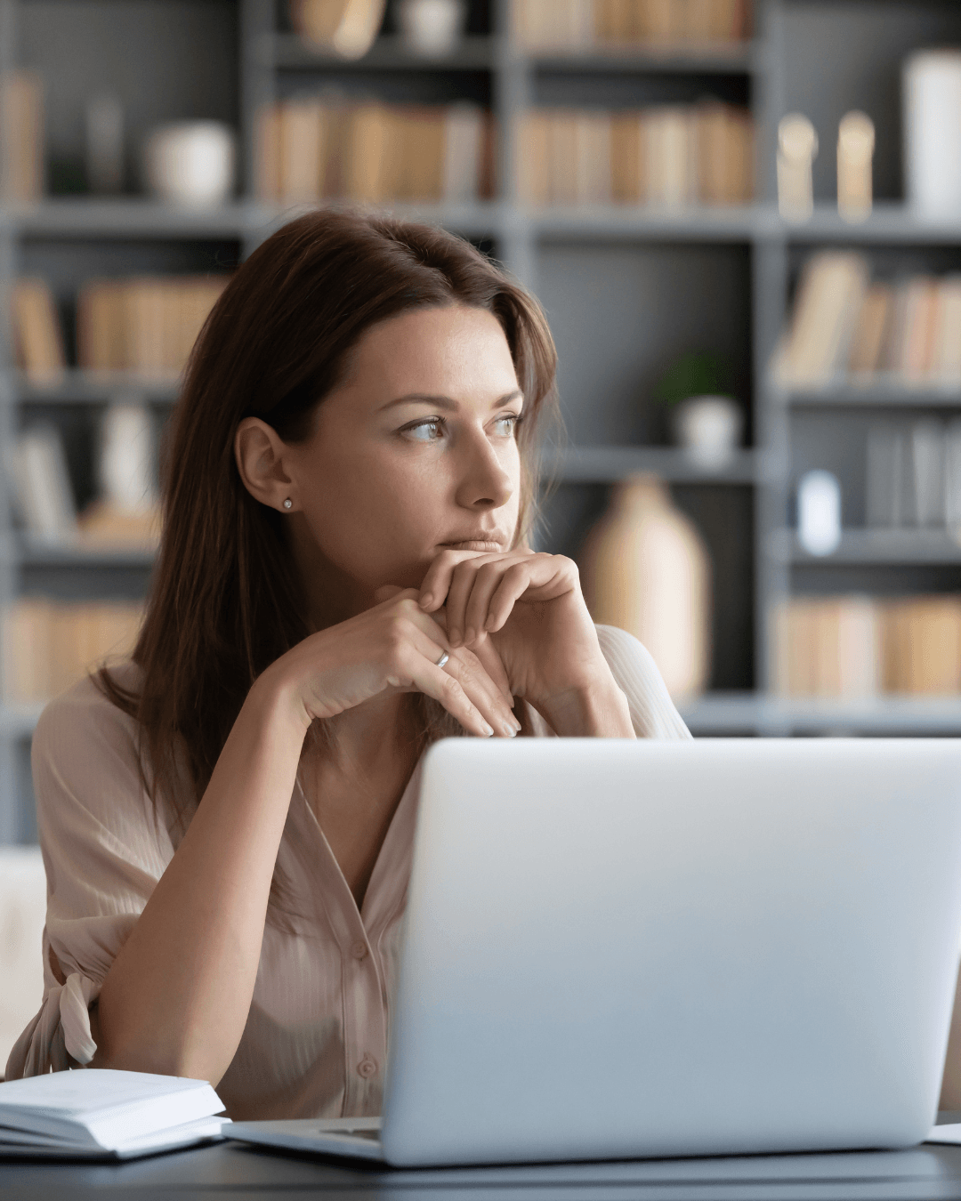 Woman reflecting on her career choices
