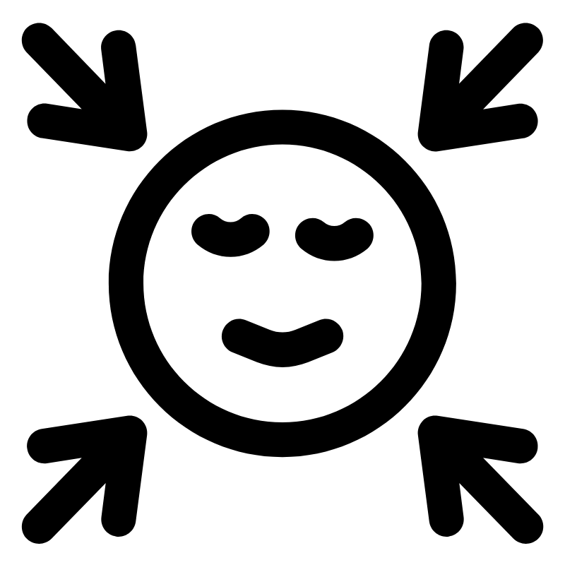 ikon for introvert - en smiley med pile, der peger indad