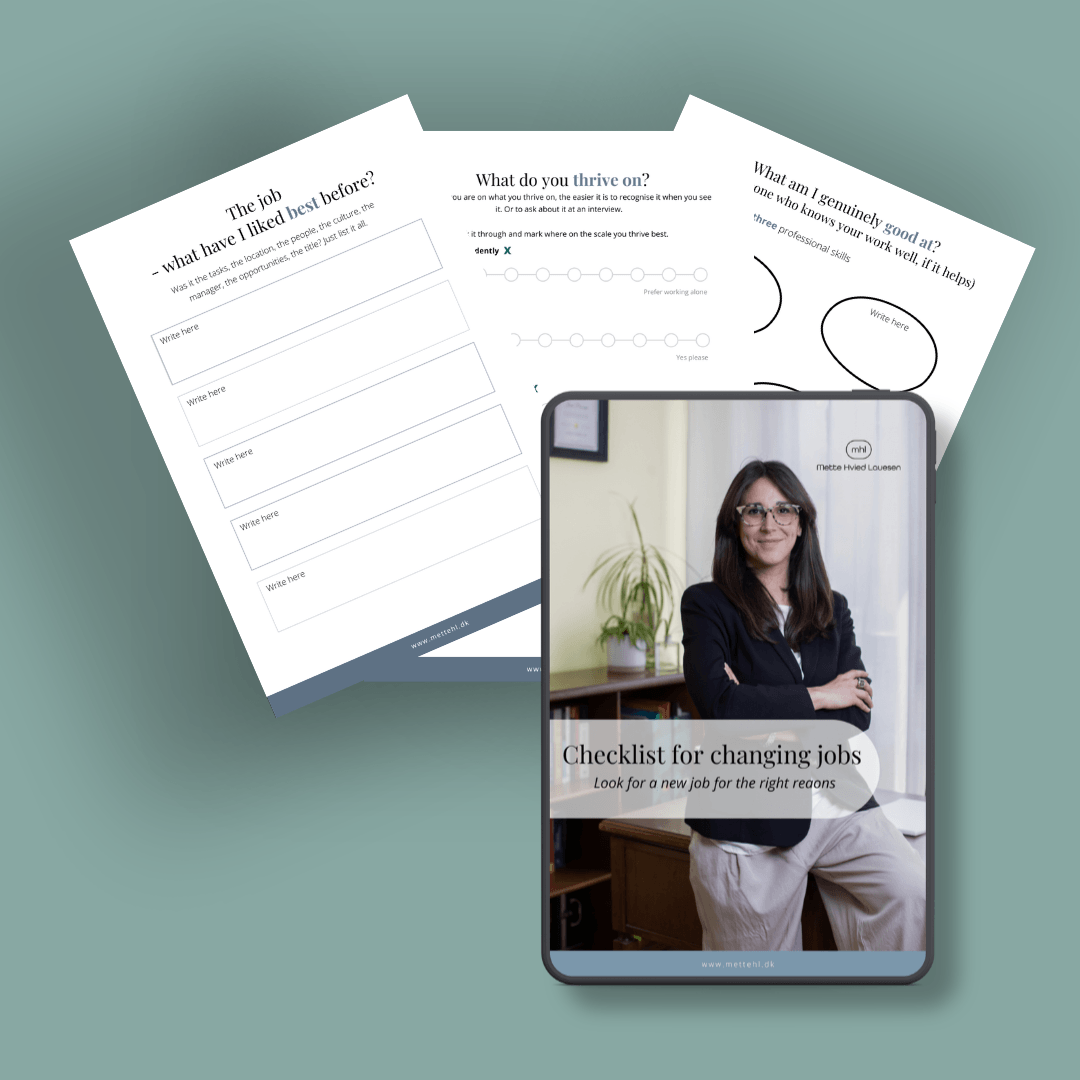 Contents of the checklist for changing jobs