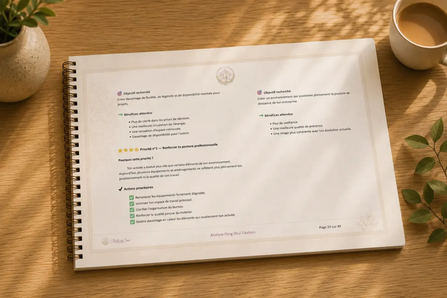 Feuille de route personnalisée après une étude Feng Shui