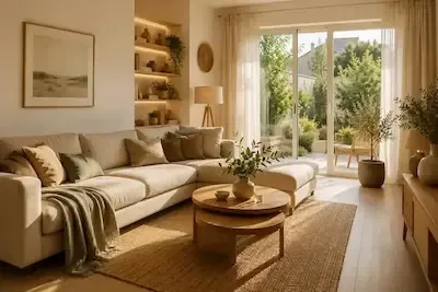 Salon lumineux aménagé selon les principes du Feng Shui