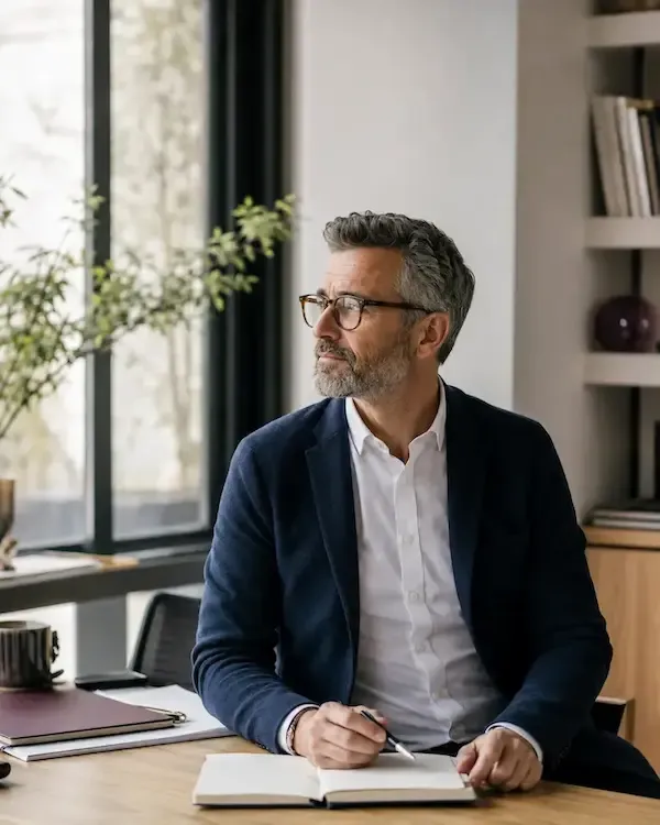 dirigeant d'entreprise à son bureau