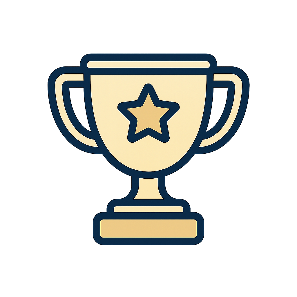 Pokal mit Stern – Visibee wurde mehrfach für digitale Exzellenz und innovative Marketinglösungen ausgezeichnet