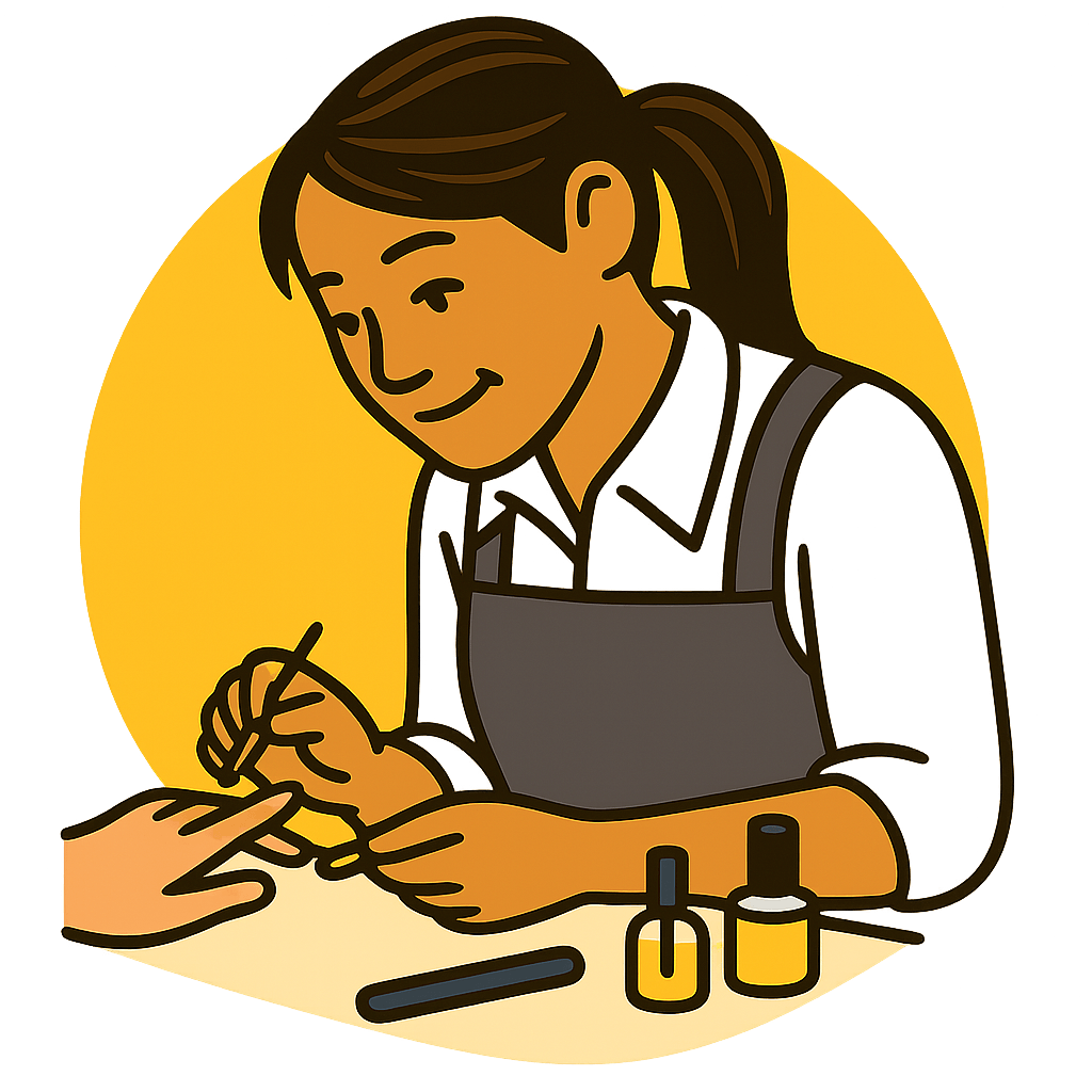 Nageldesignerin aus Frankfurt bei der Arbeit – nutzt das Visibee eBook für einfaches Marketing ohne Vorwissen