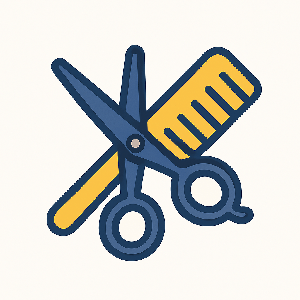 Icon mit Schere und Kamm – Agenturleistungen speziell für Friseure, Handwerker und kleine Betriebe entwickelt