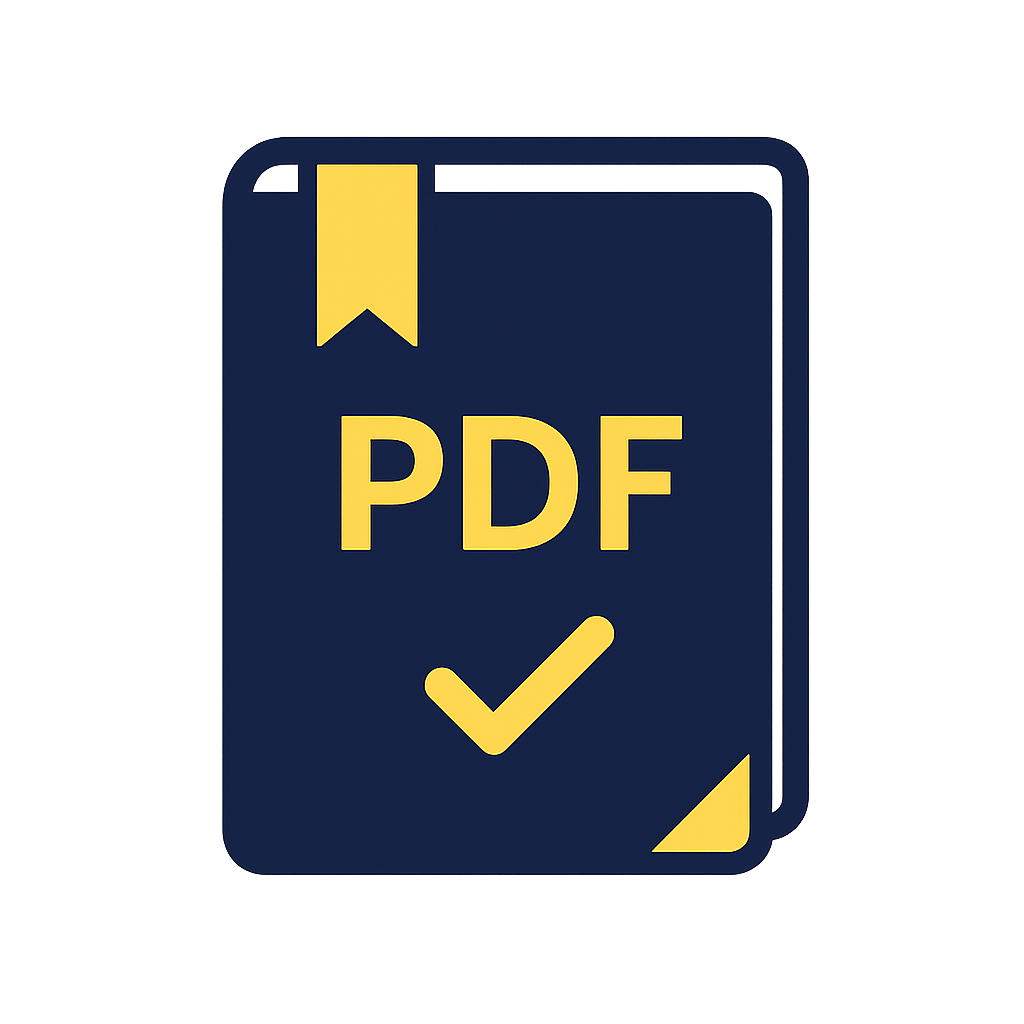 Symbol eines PDF-Dokuments mit Haken – das KI-E-Book ist sofort als PDF verfügbar.