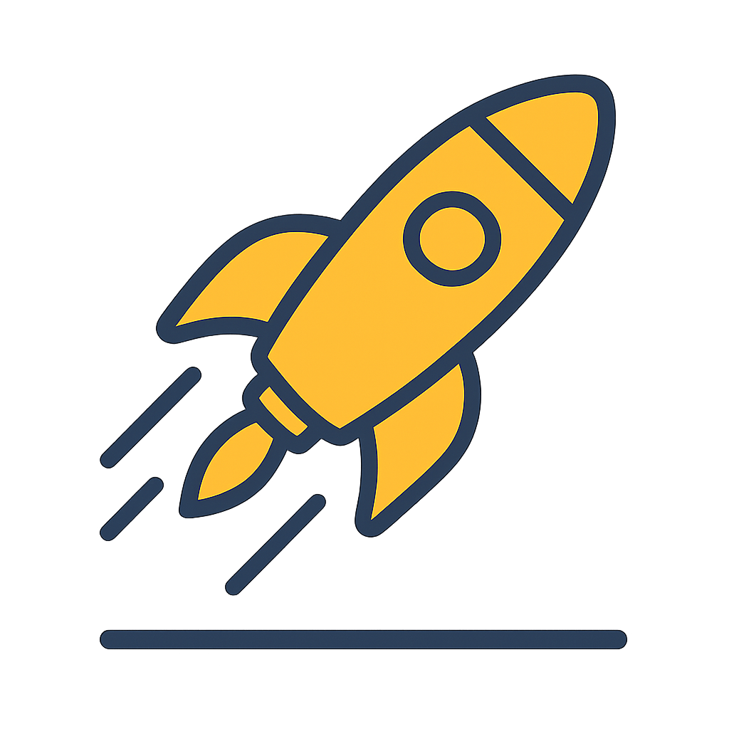 Icon mit Rakete – schneller Start statt ewigem Relaunch