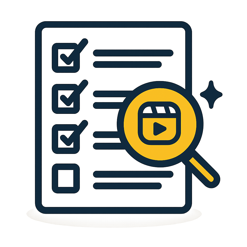 Icon mit Checkliste und Lupe – klare Struktur mit System