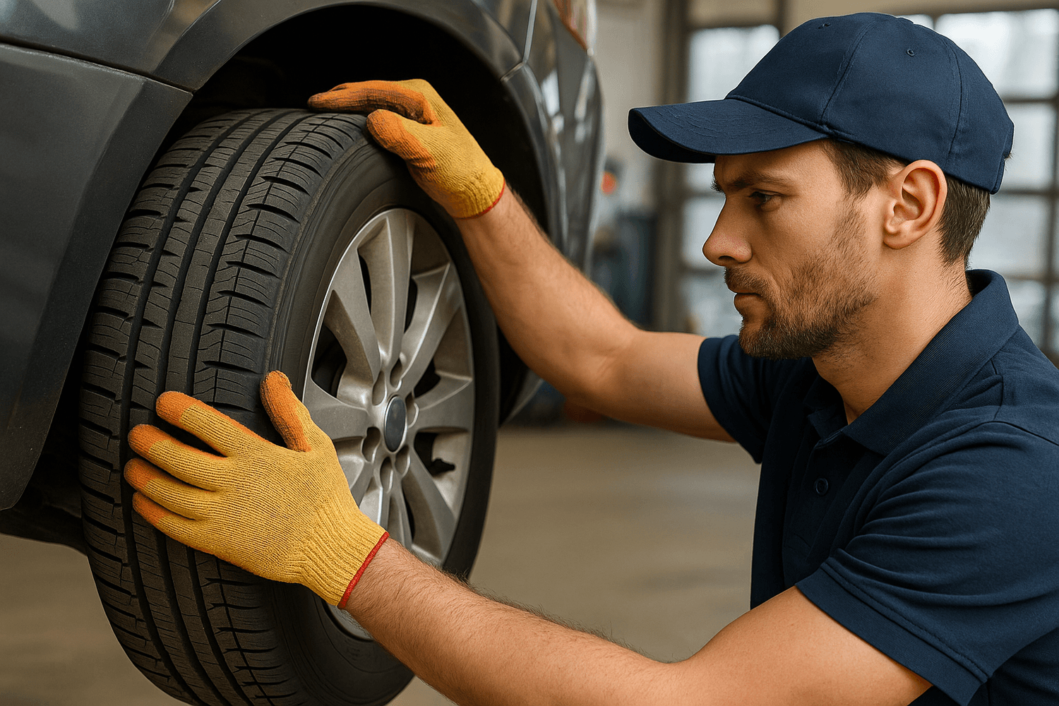 tecnico-revisando-neumaticos-auto-seguridad-guayaquil